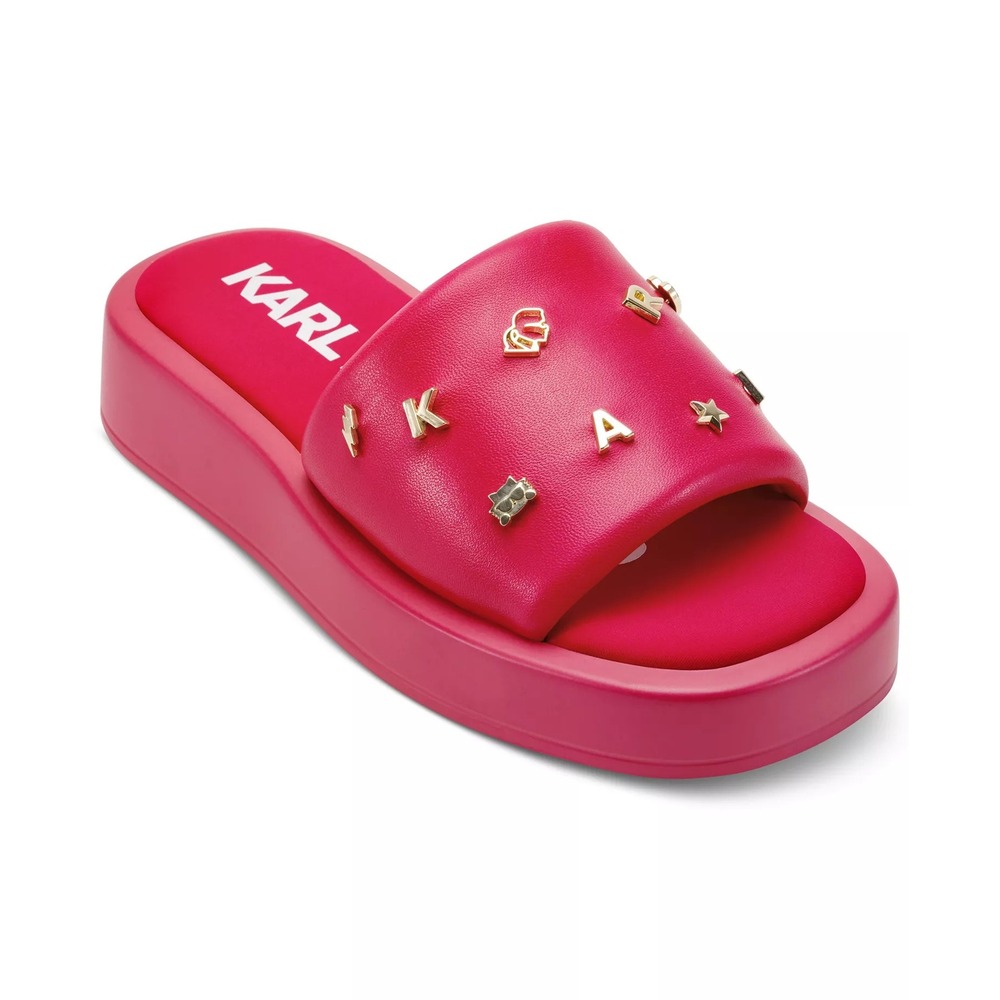 Karl Lagerfeld Paris Opal Studded Platform Sandals Teaberry Pink Womens 5.5